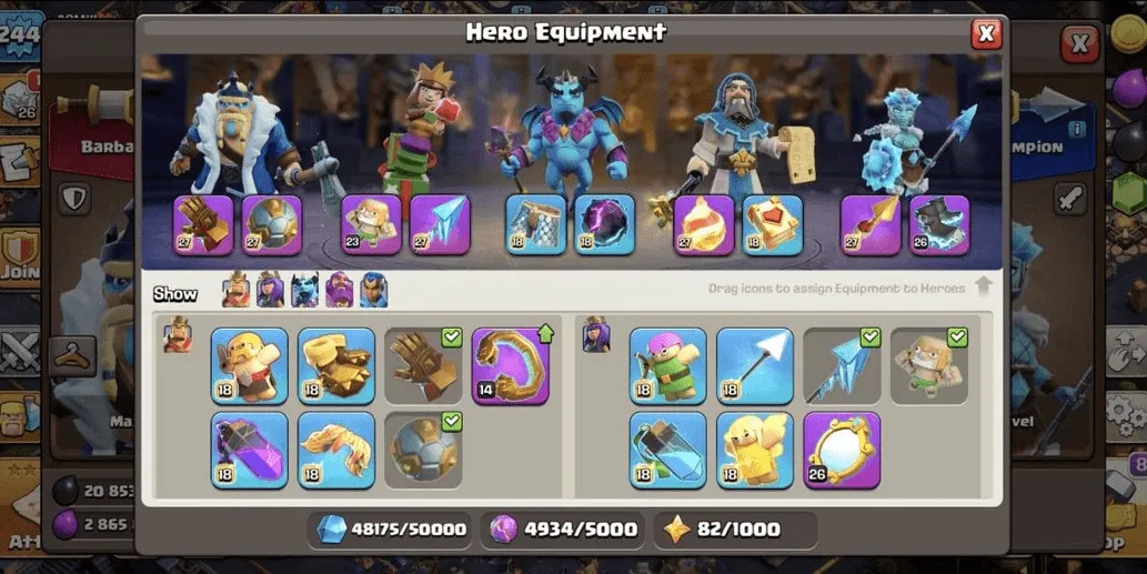 COC539 TH17 ALLMAXED CHEAP 6 EPIC EQUIPMENT MAXED PETS MANY HERO SKINS 5094 TROPHIES (G)